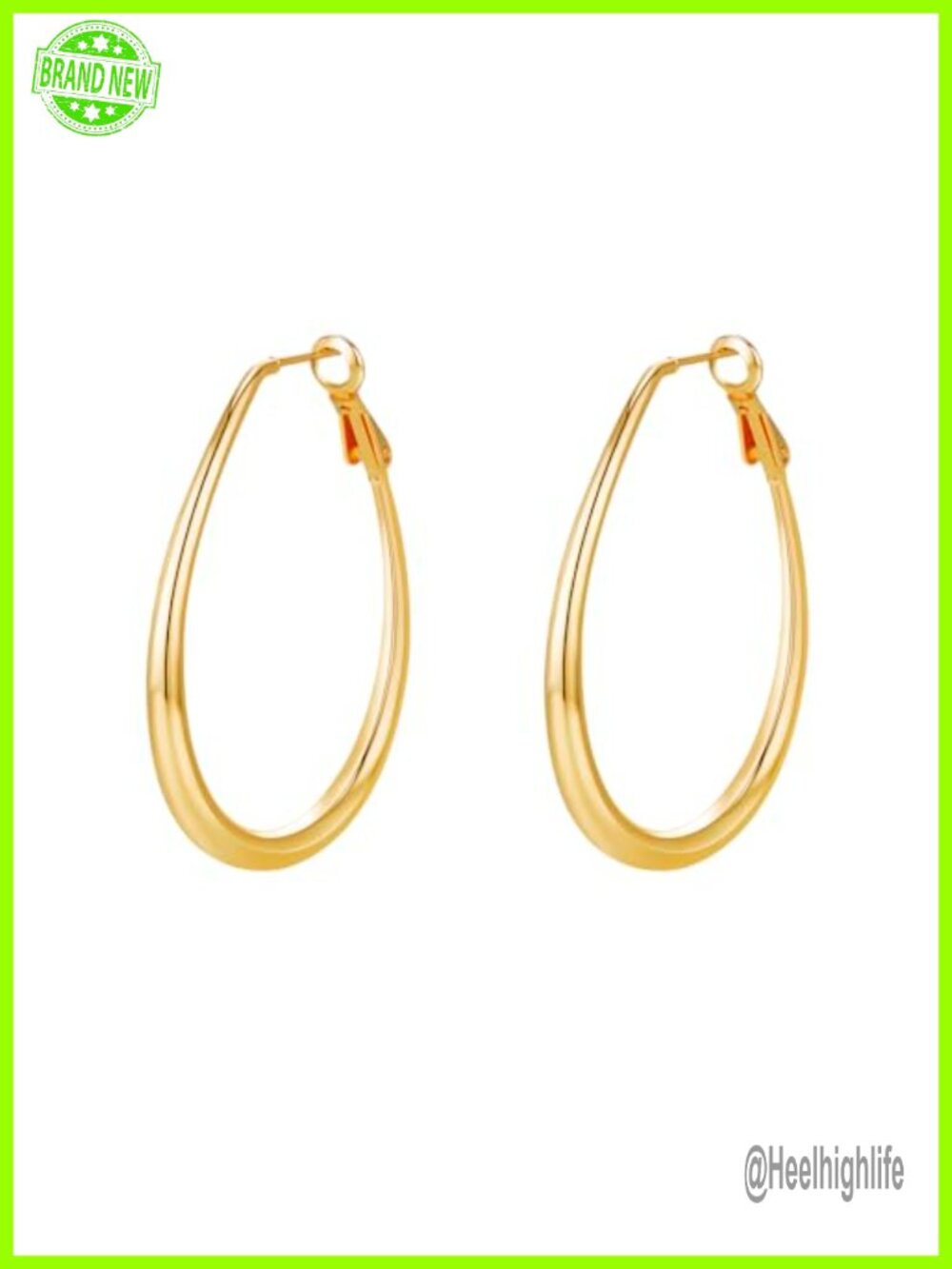 Oval Hoop Earrings 14K Gold Plated Lightweight Statement Jewelry Gift
